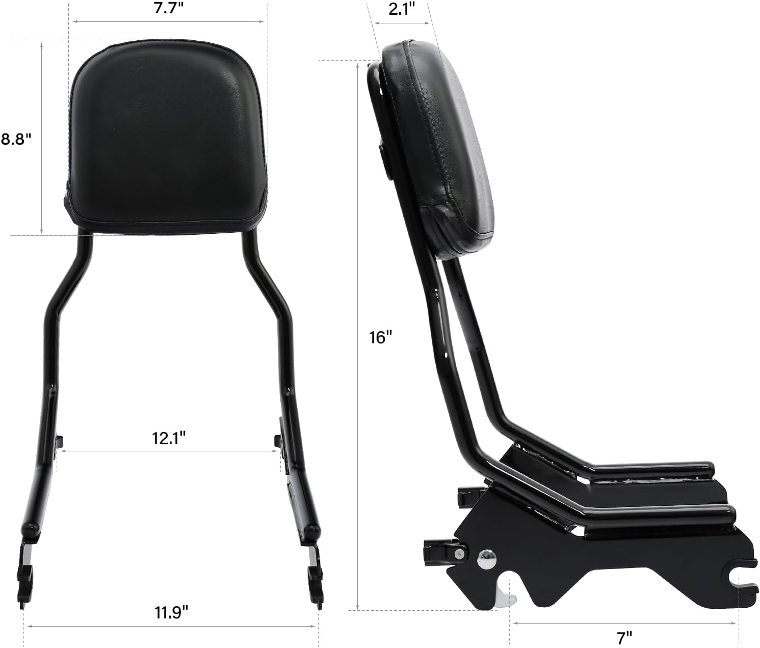 TCT-MOTORPARTS Upright Sissy Bar Backrest & Docking Hardware Fit For Harley Low Rider Sport Glide FXLR, FXLRS, FLSB 2018-2025