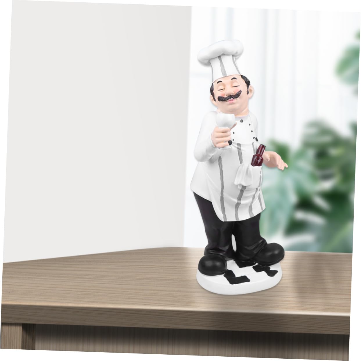 Statua da Chef in Resina Stile Europeo Bianco Ornamento da Cucina per Casa o Bistro Base Stabile Decorazione per Tavolo