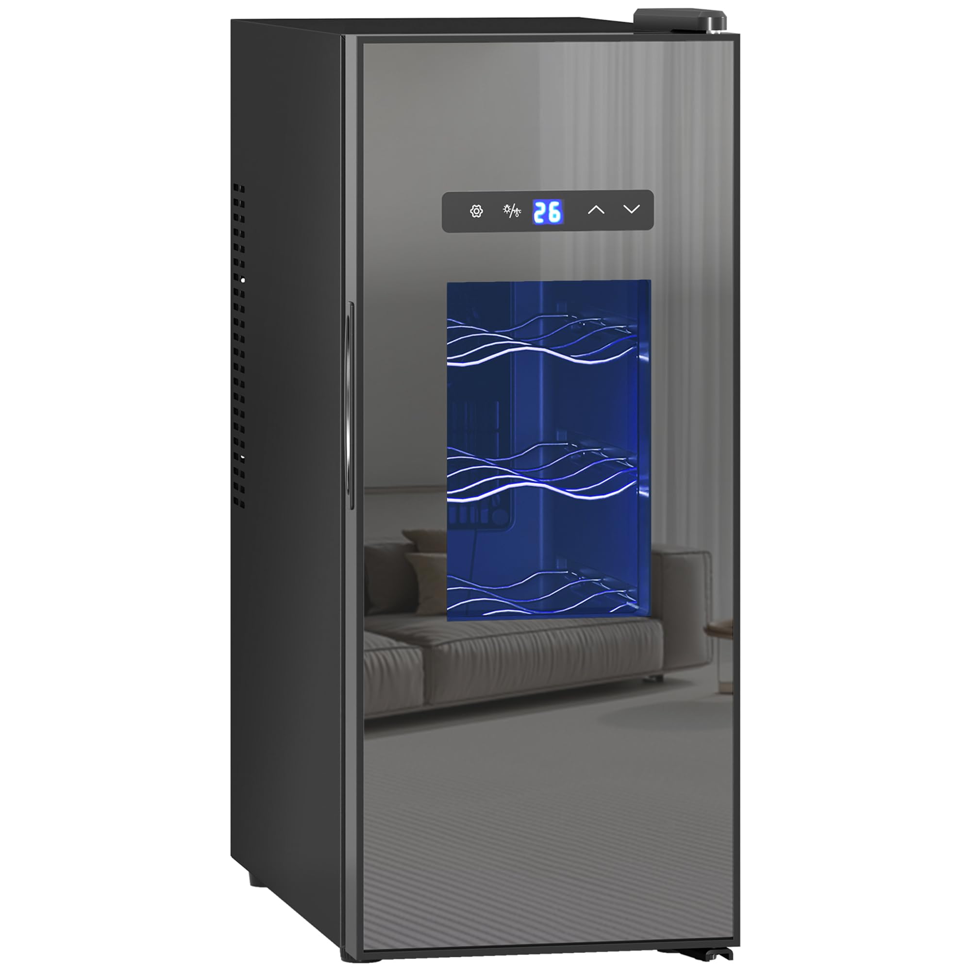 HOMCOM 10 Inch Wine Cooler Refrigerator 12 Bottle Freestanding Wine Fridge