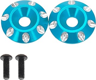 Treehobby 2PCS Metal Rear Wing Buttons Washer,Universal Rear Fixed Tail Protection Spacer/Gasket Compatible with 1/8 RC Off Road Short Truck Buggy Racing Car (Blue)