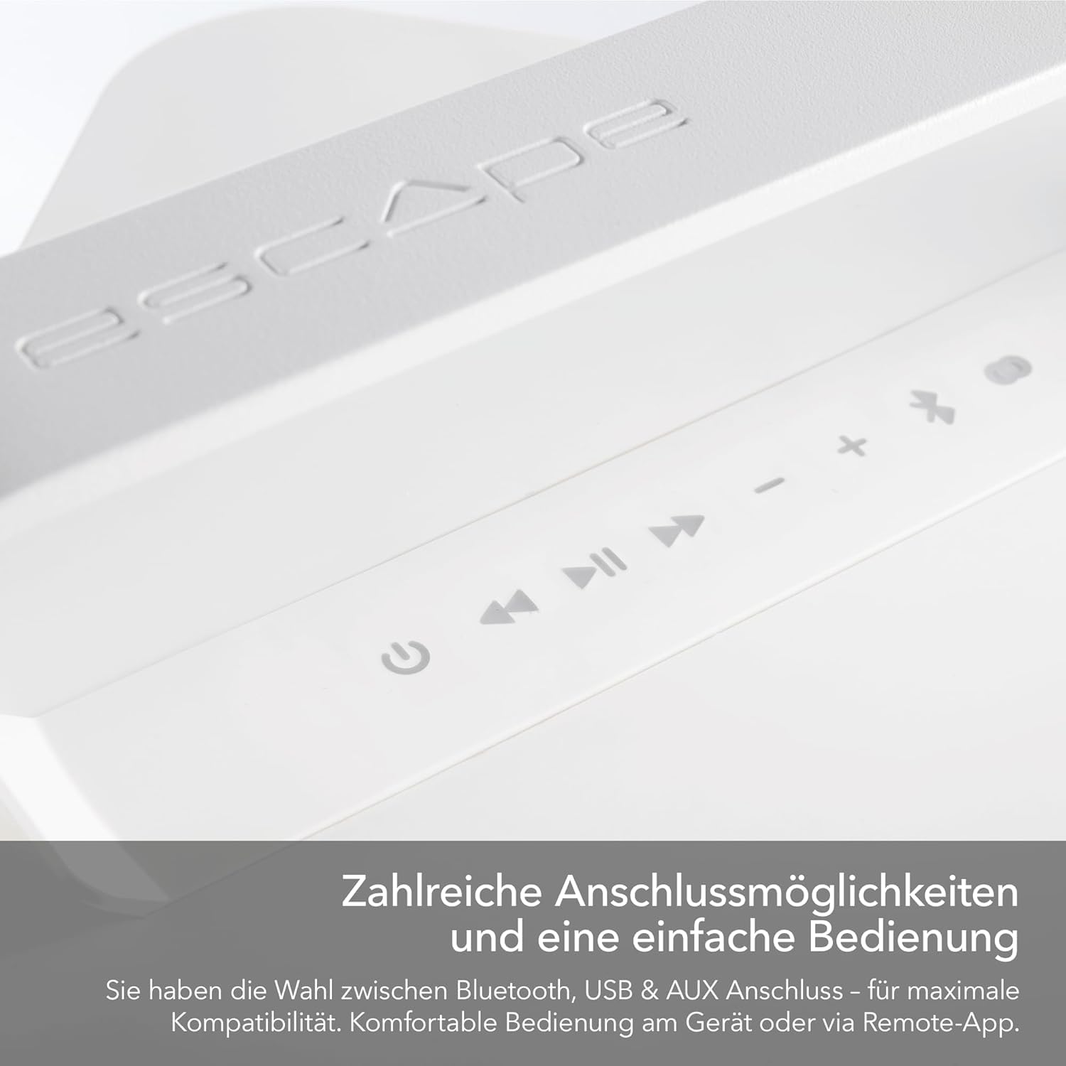 Escape P9 Outdoor Bluetooth Lautsprecher (IPX4 wetterfest, 100 Watt, 16h Akkulaufzeit, kabellos, tragbar) Weiß - HiFi für Ihren Garten