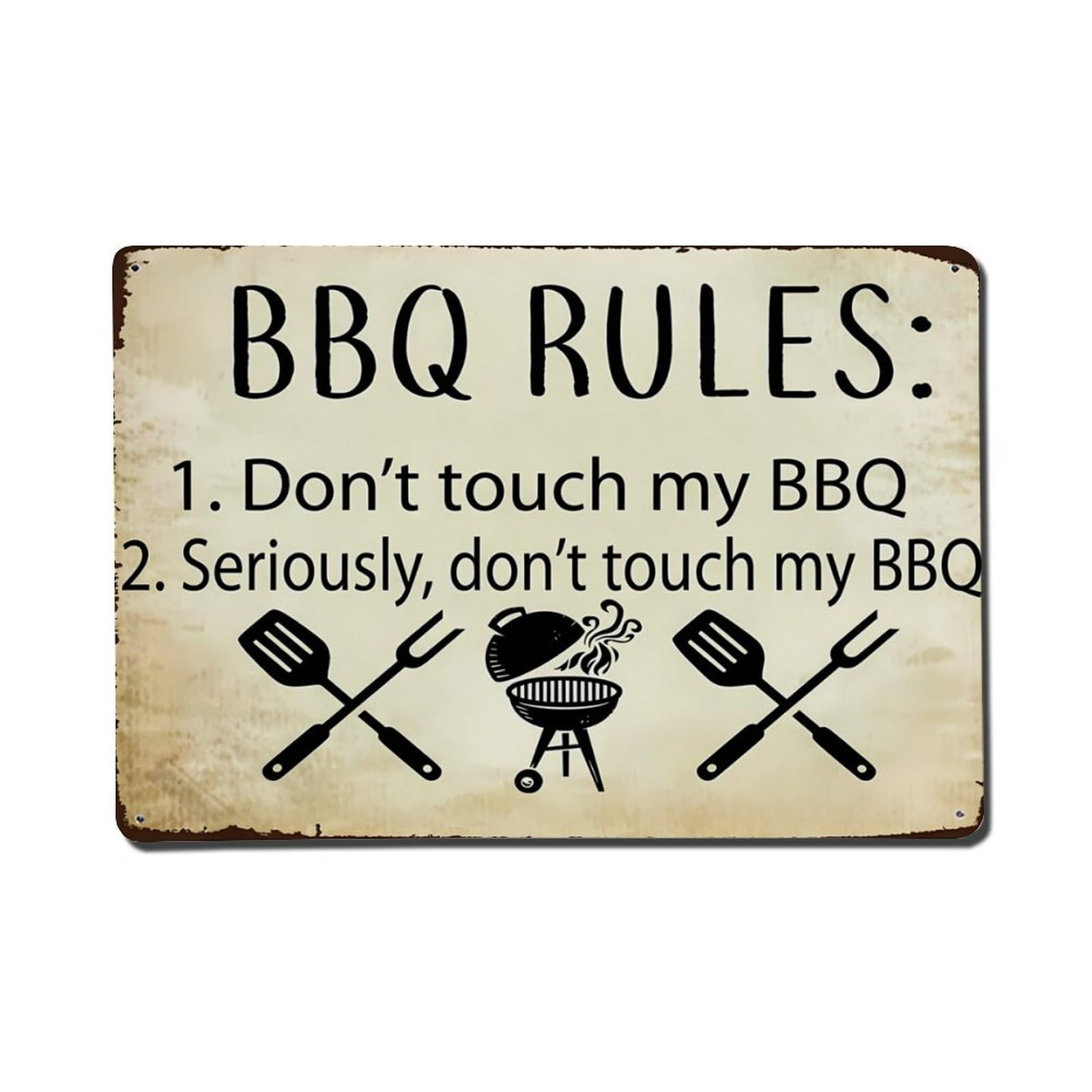 Funny BBQ Grilling Rules Vintage Wall Plaque Vintage Aluminium Metal Sign, Retro Wall Decor for Home, Bar, Garage & Farmhouse 20x30cm