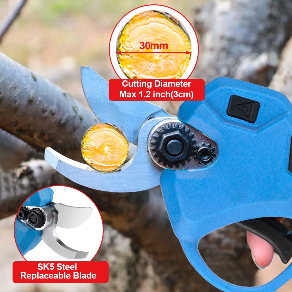 Sekatory Elektryczne Bezprzewodowe nożyce, 1280w, 30mm, akumulator, narzędzie do przycinania gałęzi drzew owocowych, bonsai, 18v(2 Battery EU Plug)
