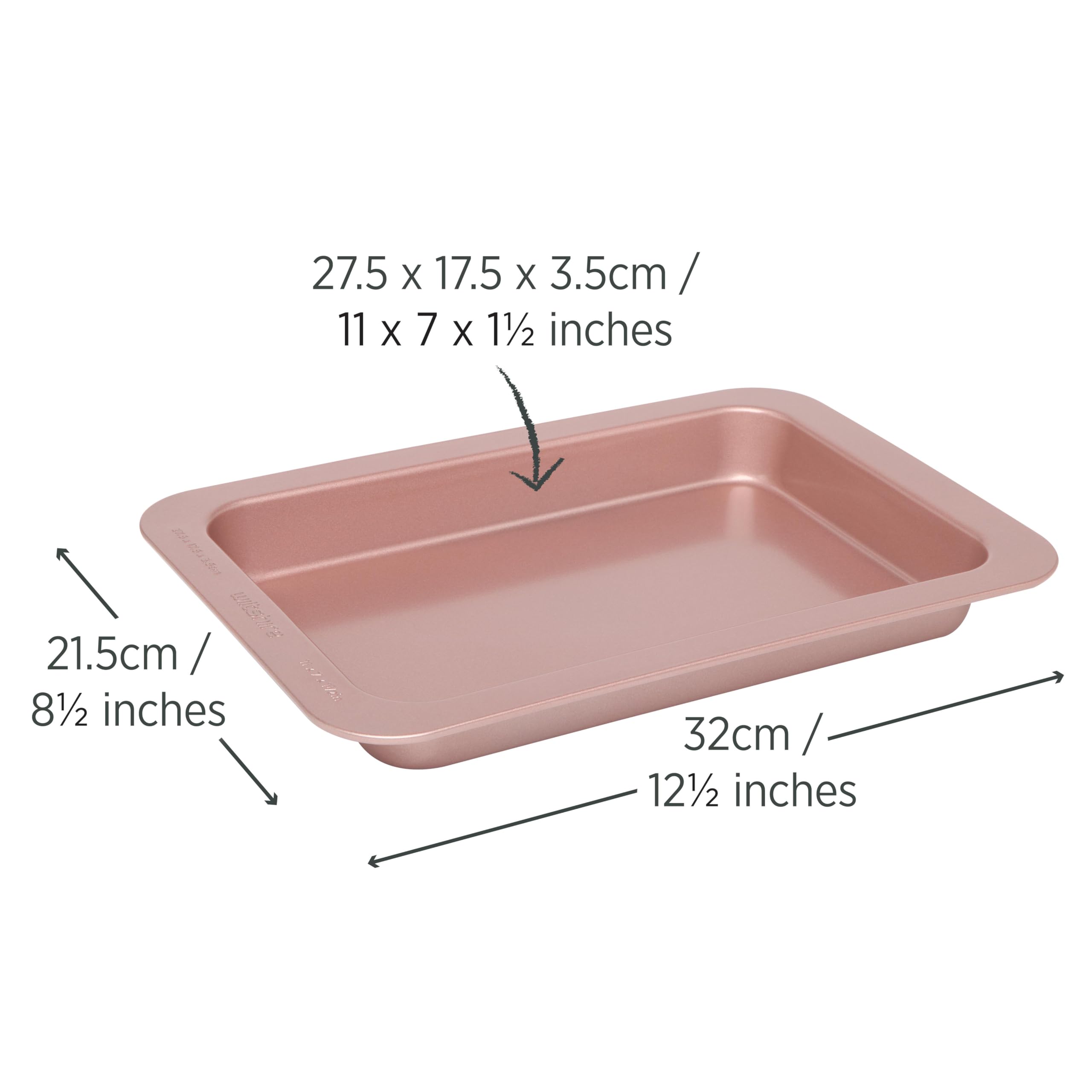 Moule à Quiche Rectangulaire Or Rose Wiltshire - Base Amovible, Antiadhésif, 31,5x21,5cm - Parfait Pour Tartes Salées Et Sucrées
