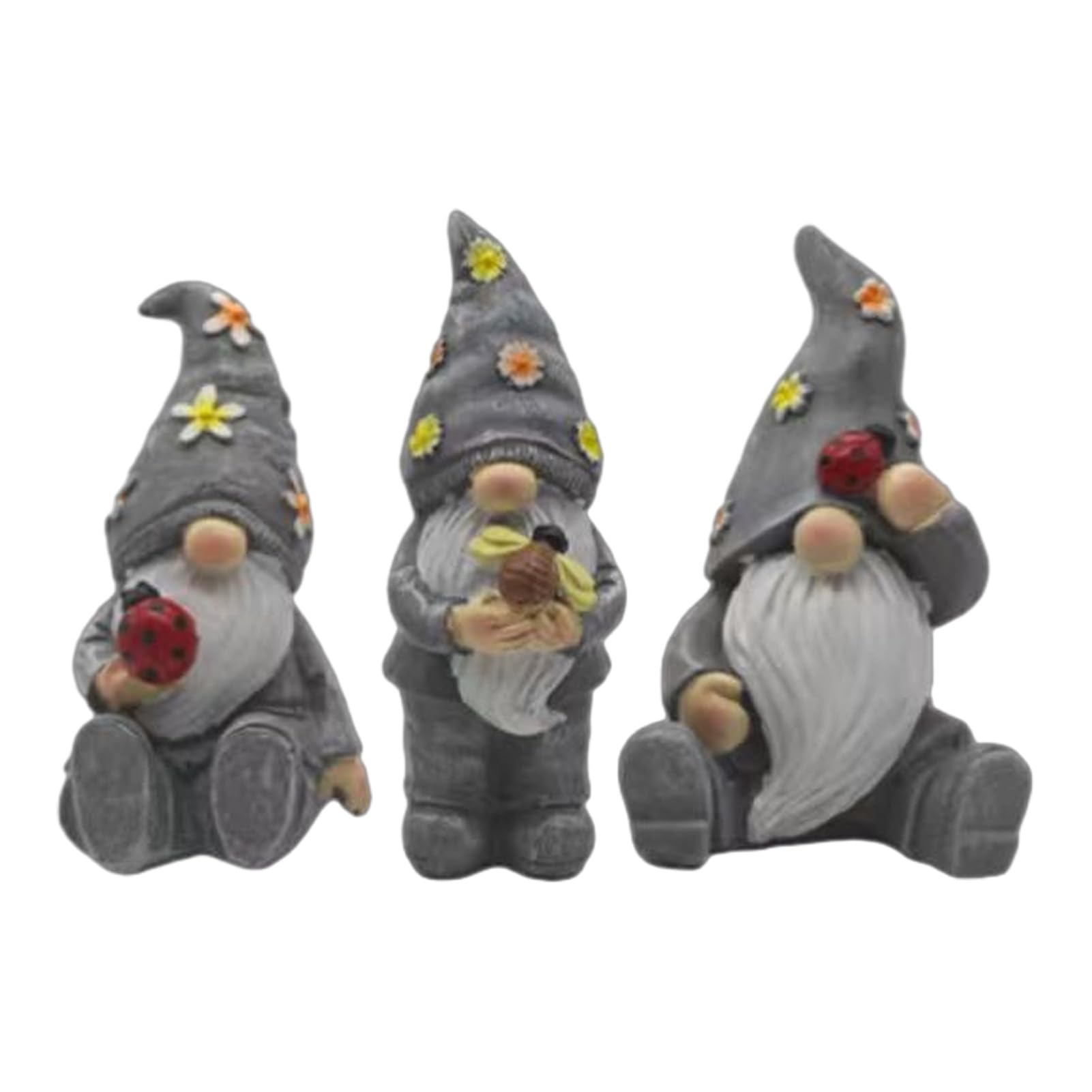 sugerou 3Pcs Garden Gnome Figurines, Vintage Mushroom Elf Statues