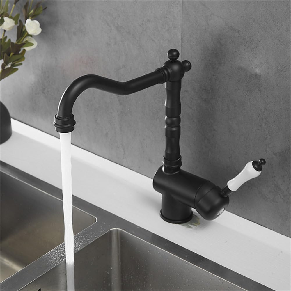 Grue de robinet d'eau chaude et froide pour îlot central de cuisine moderne noire