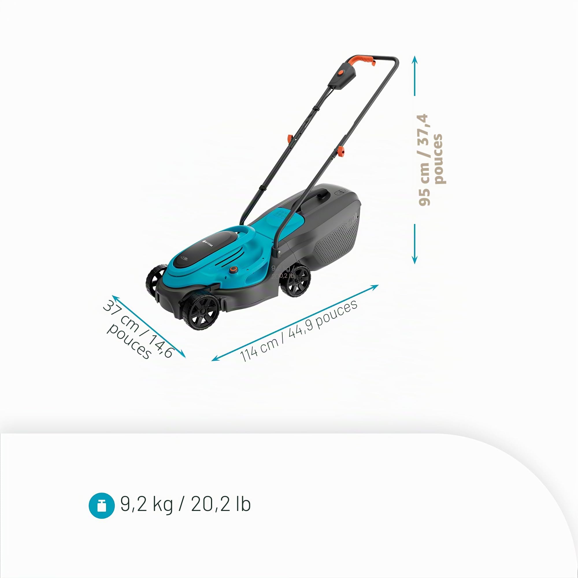 Gardena Tondeuse sur Batterie EasyMax 32/18 V P4A - sans Chargeur ni Batterie: Lame de Coupe, Légère, Réglage de la Hauteur, Ramassage de l'herbe, sans Fil (14634-55)
