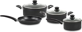 SQ Professional Ultimate Carbon Steel Cookware Set Non Stick with Stockpots,Saucepans for Induction hobs & Frying Pan - Induction Safe Non-Stick Casserole Pan Set