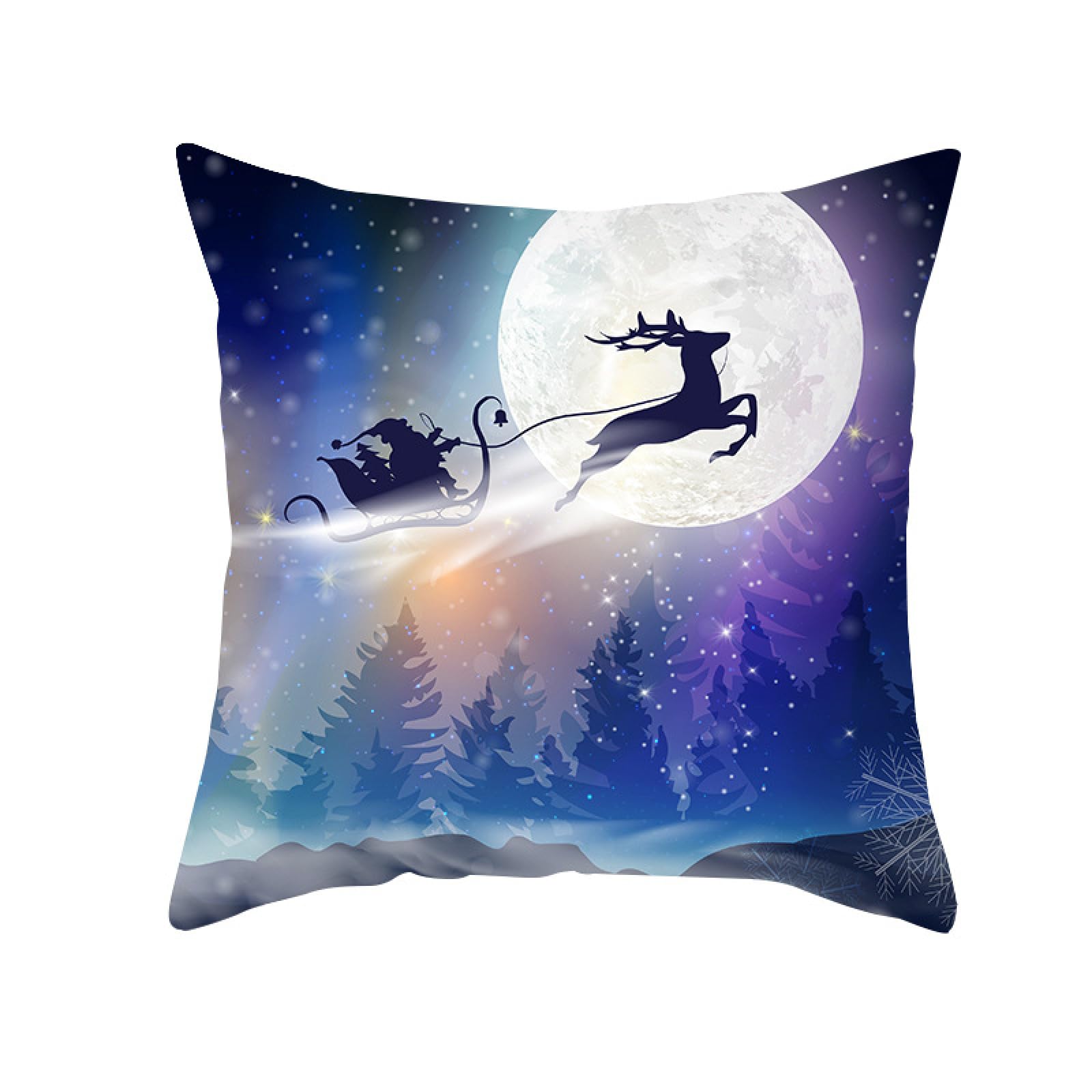Cushion Covers Blue Christmas Pillow Cases Soft Linen Cushions with Covers Included Washable Sofa Cushions with Invisible Zip Pillowcase Breathable Pillow Cover 60x60 Cushion Cover 1 Pack