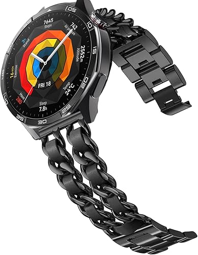 Correas compatibles con Galaxy Watch de 1.811in, correa de cadena de metal de acero inoxidable de 0.866in, repuesto para Samsung Gear S3