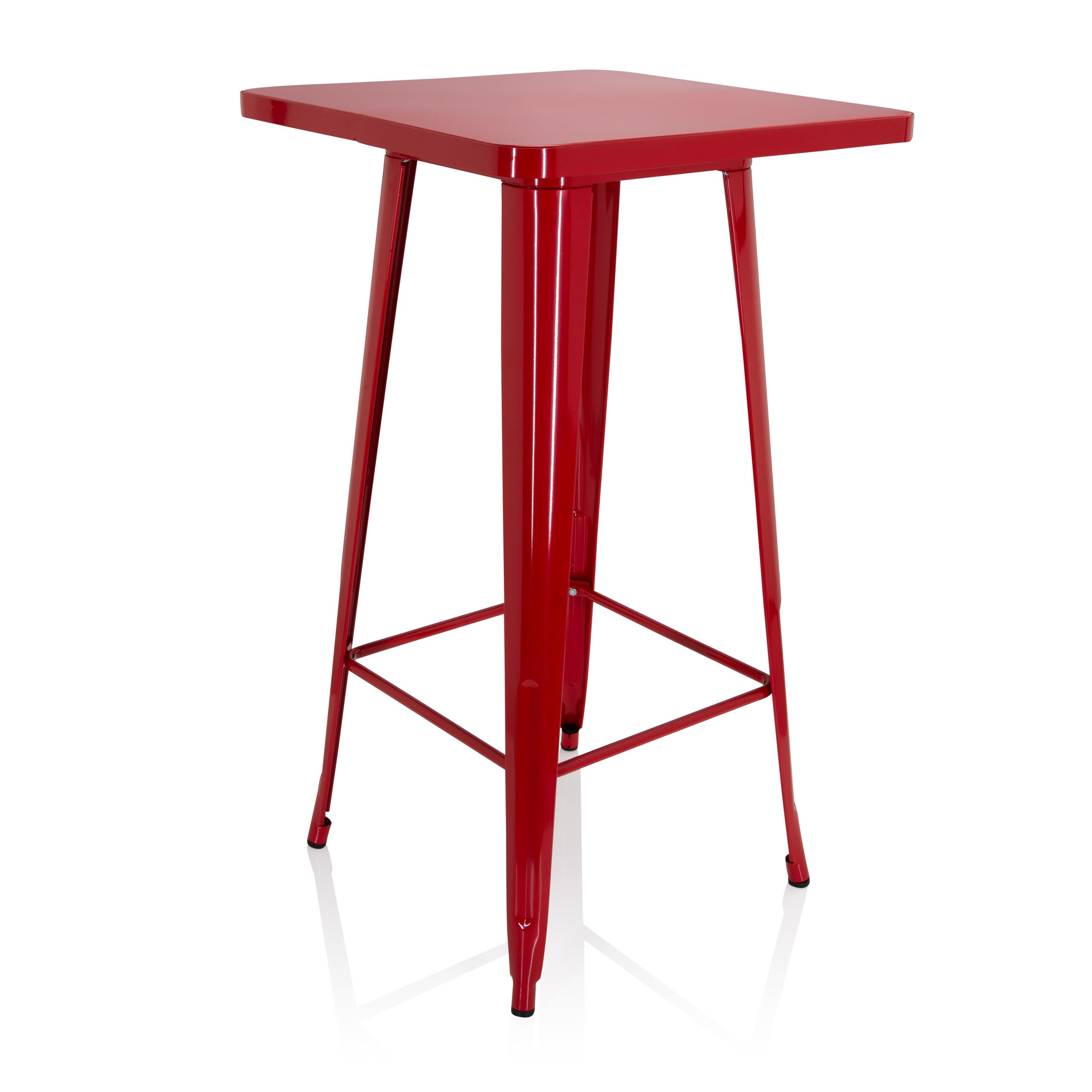 HJH Office 645062 Tavolo da Bar Metallo VANTAGGIO HIGH T Tavolo Alto Quadrato, Stile Industriale, Telaio in Acciaio Resistente, Rosso