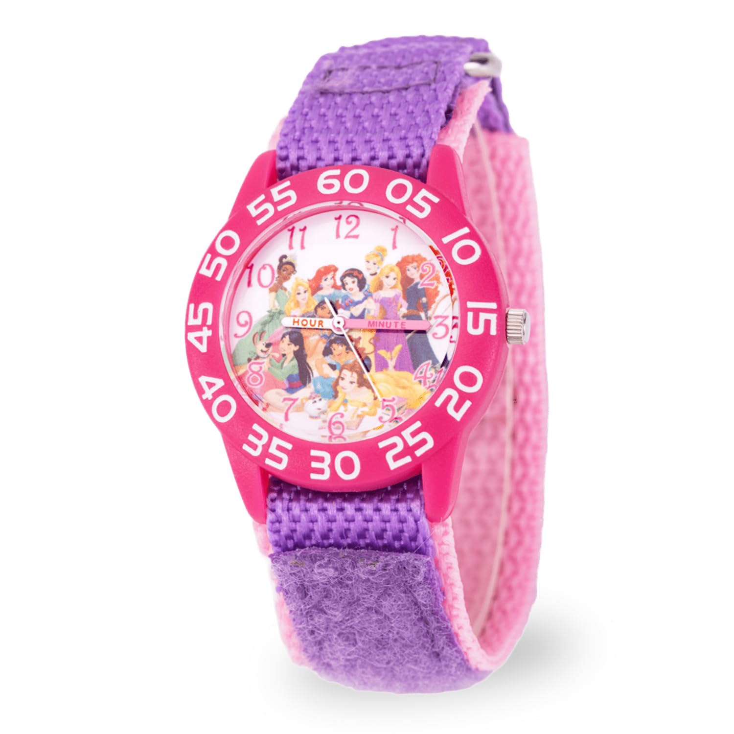 Disney Orologio da principessa per ragazze, orologio da principessa per bambini con lunetta bianca e cinturino in nylon reversibile, perfetto per ragazze dai 4 ai 7 anni, orologi per bambini, orologio