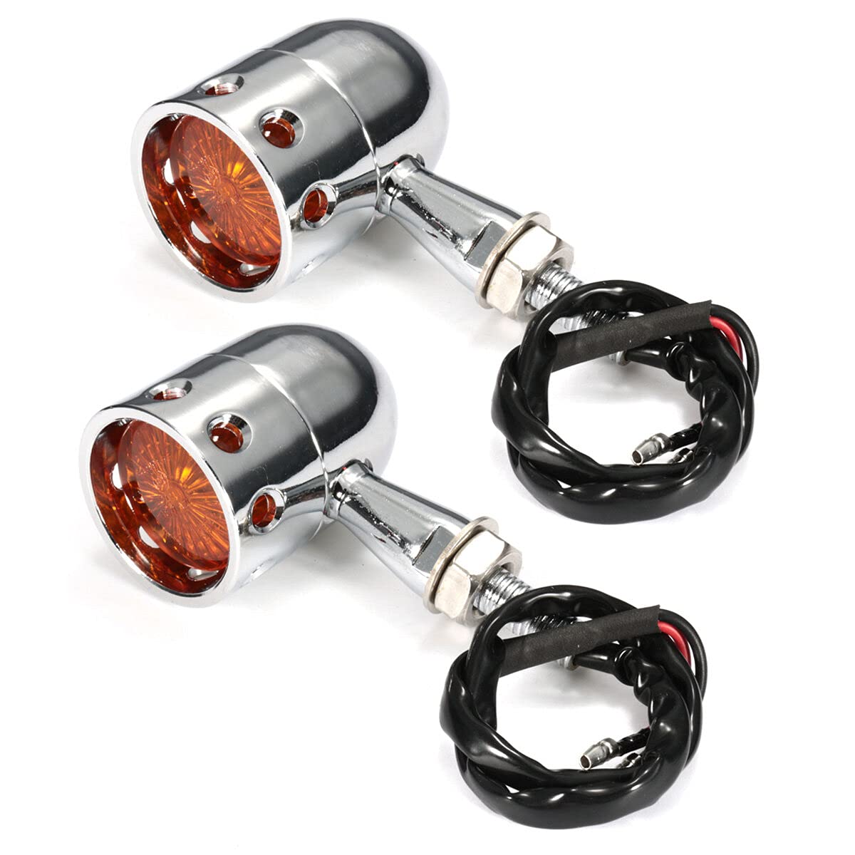 Para 12V Motocykl Amber Kierunkowskaz Kierunkowskaz Lampka Hollow - Chrom