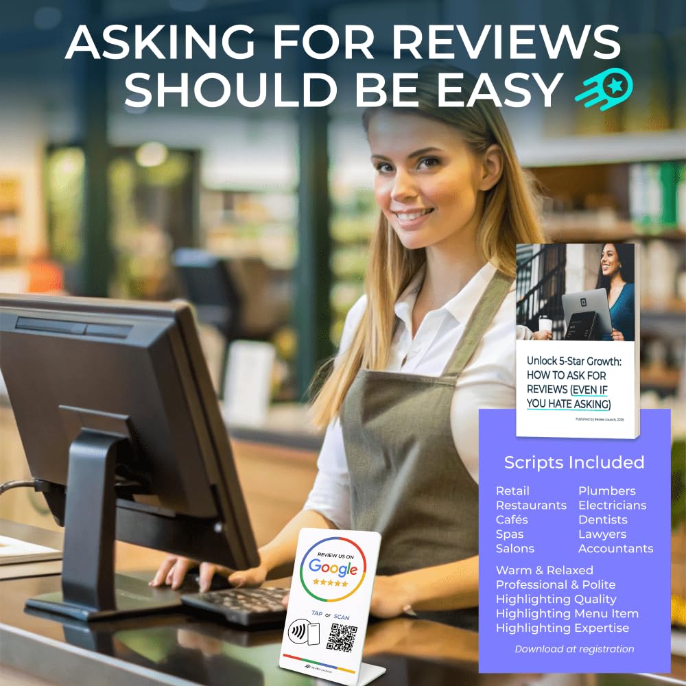 Google Review Tap Card Stand | Boost Online Reviews and Google Rank with Fast Zappy NFC Tap QR Code Stand Works Like Digital Business Card | Compatible with iPhone and Android Devices (1 Large Stand)