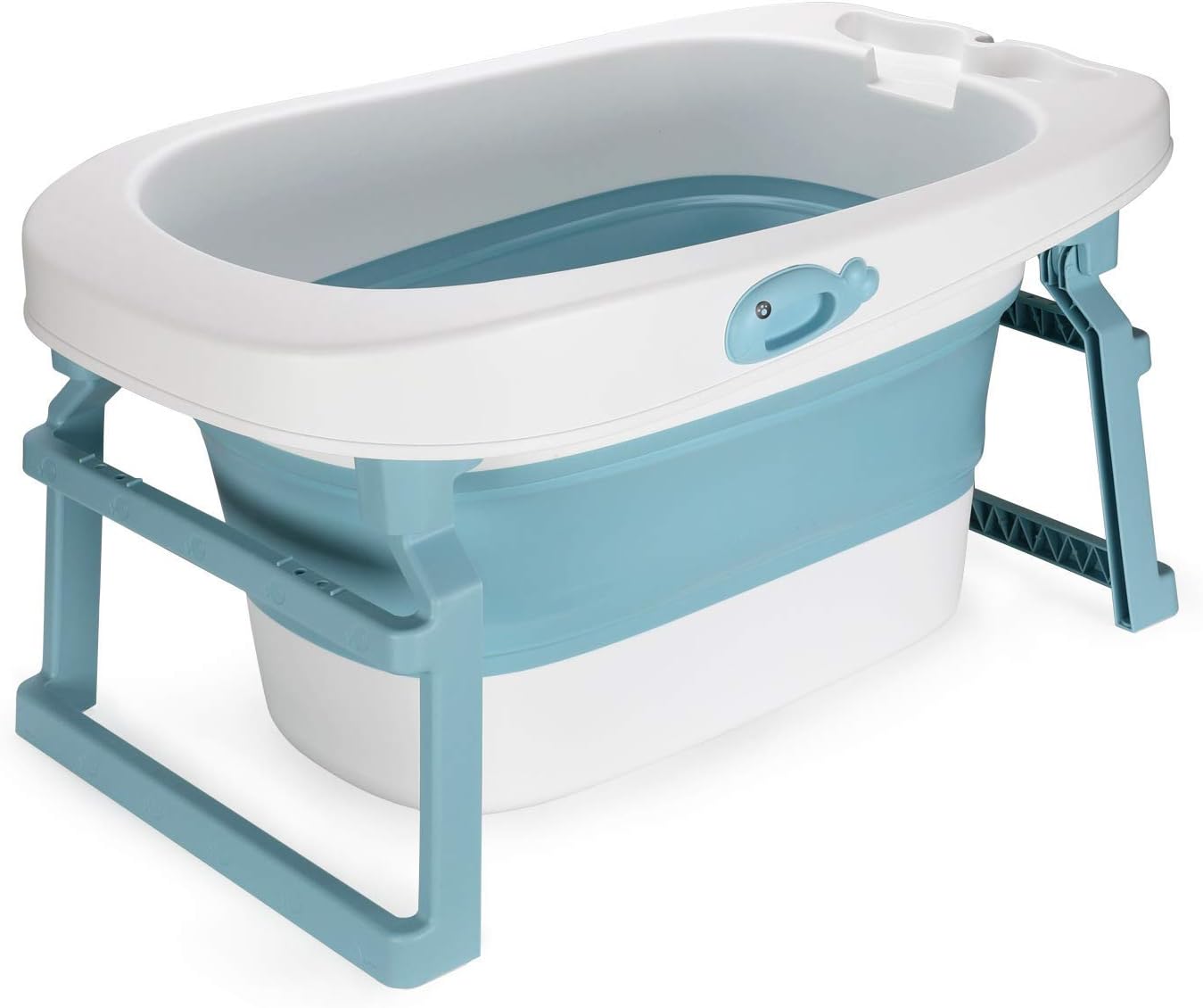 Fascol 3-in-1 Baby Bathtubs, Collapsible Bathtubs with Stand & Removable Bath Stool, Infants Bathing Tub for Toddlers Newborns Shower, Age 0-10, Blue