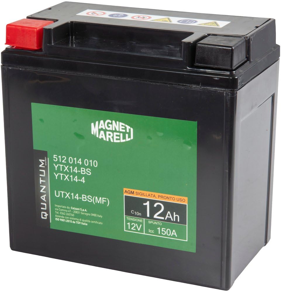 Quantum Energy Magneti Marelli Batteria Quantum 12Ah AGM 150A | Batteria Moto E Scooter 12V - Avviamento Affidabile, Tecnologia AGM E Prestazioni Costanti