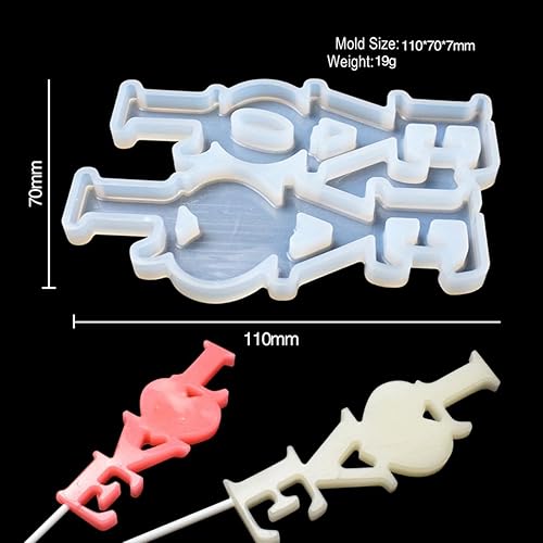 Miniatura 7 de mostsom Moldes de silicona Love para piruletas de chocolate y dulces, molde para fondant de azúcar, paletas, galletas, utensilios para hornear, sin