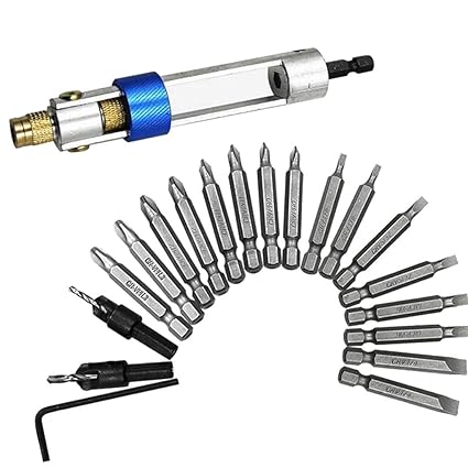 Losa Kit of Half Time Drill High Speed 20 Bits Drill Driver Screwdriver Head Tool High Speed Steel Self-Locking Extension Holder