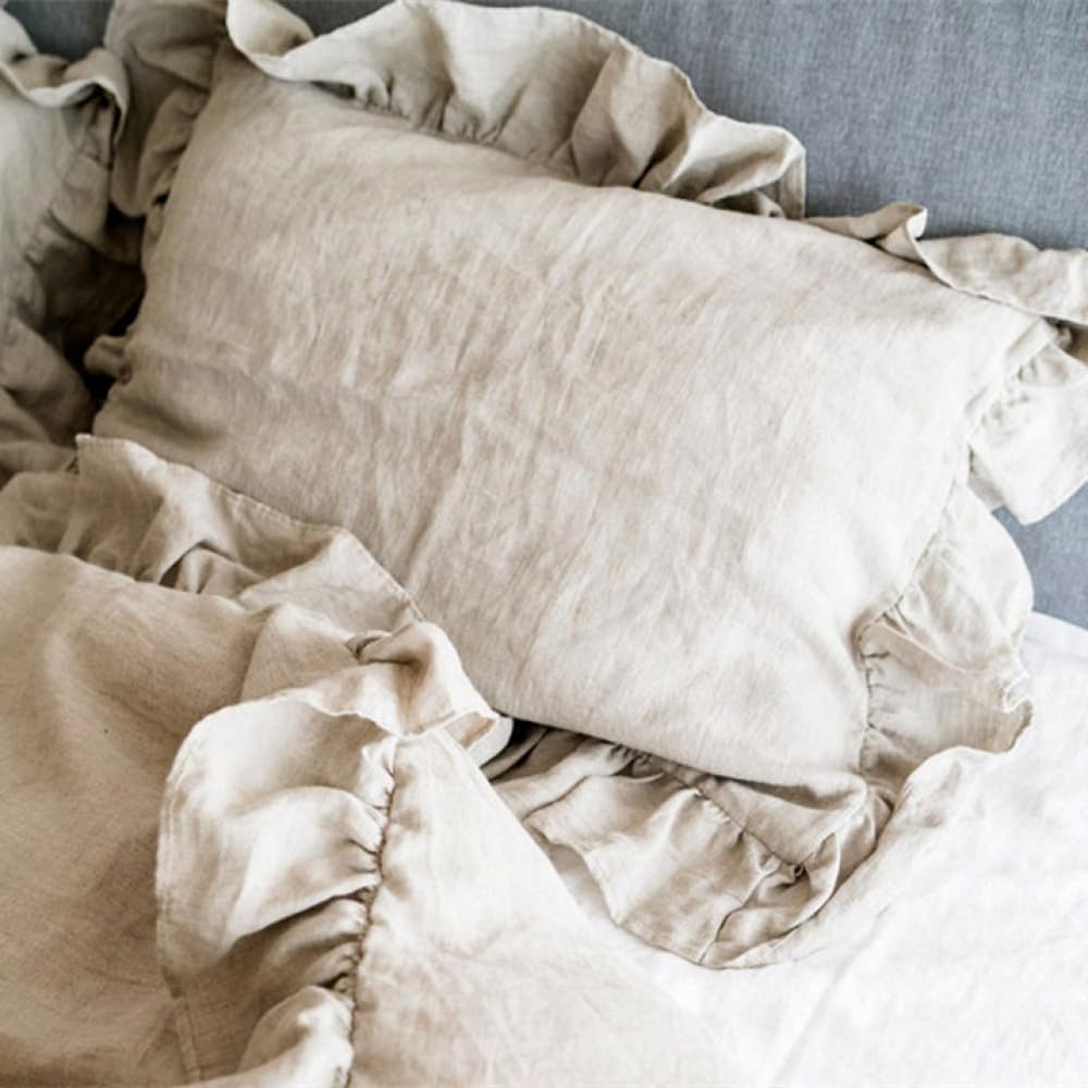 Federe per cuscini in morbido cotone di alta qualità, dimensioni standard, chiusura a busta, tinta unita, con bordo rosa e ruff bianco, federe per la decorazione della camera da letto, confezione da 2