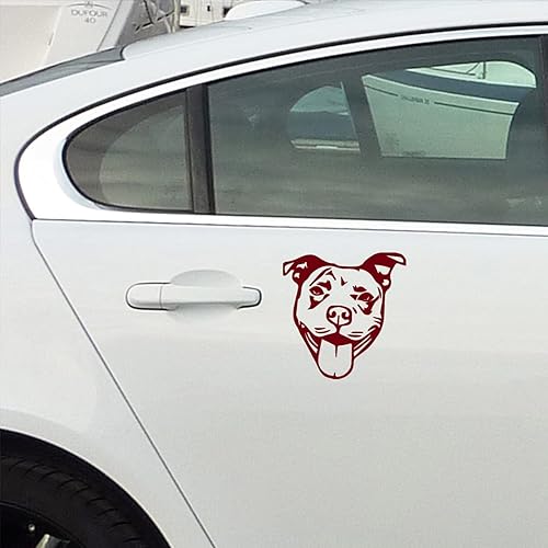Miniatura 2 de Pitbull - Plantilla de cara 1 (borgoña) (juego de 2) calcomanías de vinilo impermeables de alta calidad para laptop, accesorio de teléfono, casco,