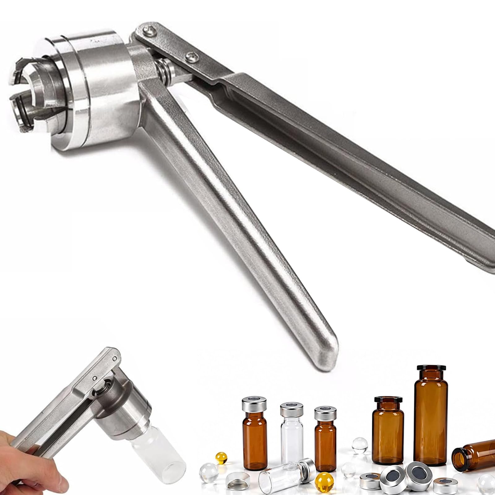 Engarzadora de viales de acero inoxidable manual de 13/20 mm | Herramienta para prensar tapas de botellas, máquina de sellado manual, para tapa(Aluminum cap,20mm)