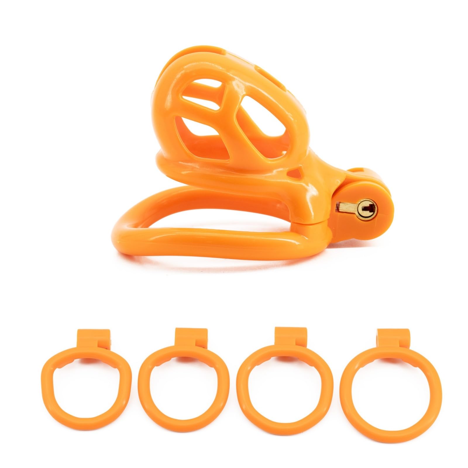 Hdynasty Gabbia compatta Arancione Lucida per l'allenamento della Forza per Uomini con 4 Anelli curvi (42mm/45mm/48mm/52mm)