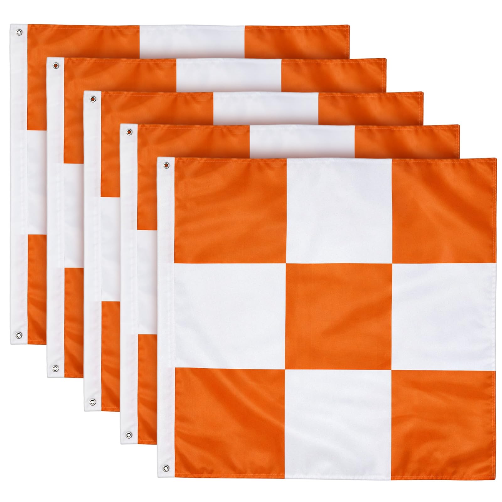 Jecery 5 Pcs Heavy Duty Safety Airport Flag 36" x 36" Thick Orange &amp; White