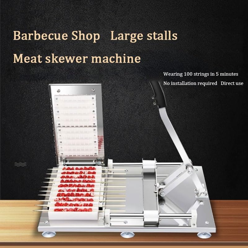 Manual Simple Easy Use Meat Skewer Machine Stainless Steel Portable Lever Type Barbeque Kabab Maker