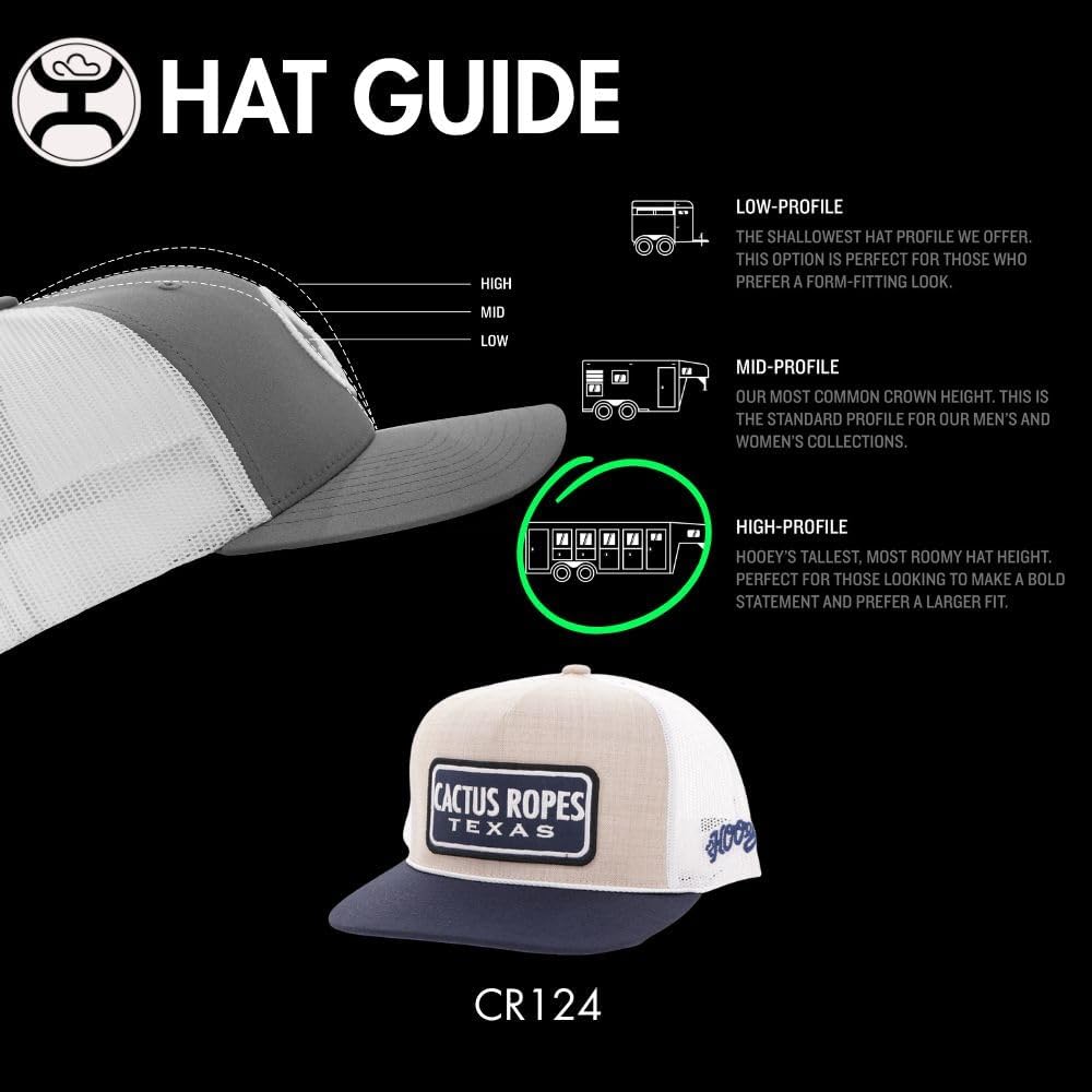 HOOEY Cactus Ropes Patch Trucker Hat for Men Adjustable Snapback Mesh Baseball Cap Breathable Western Hat