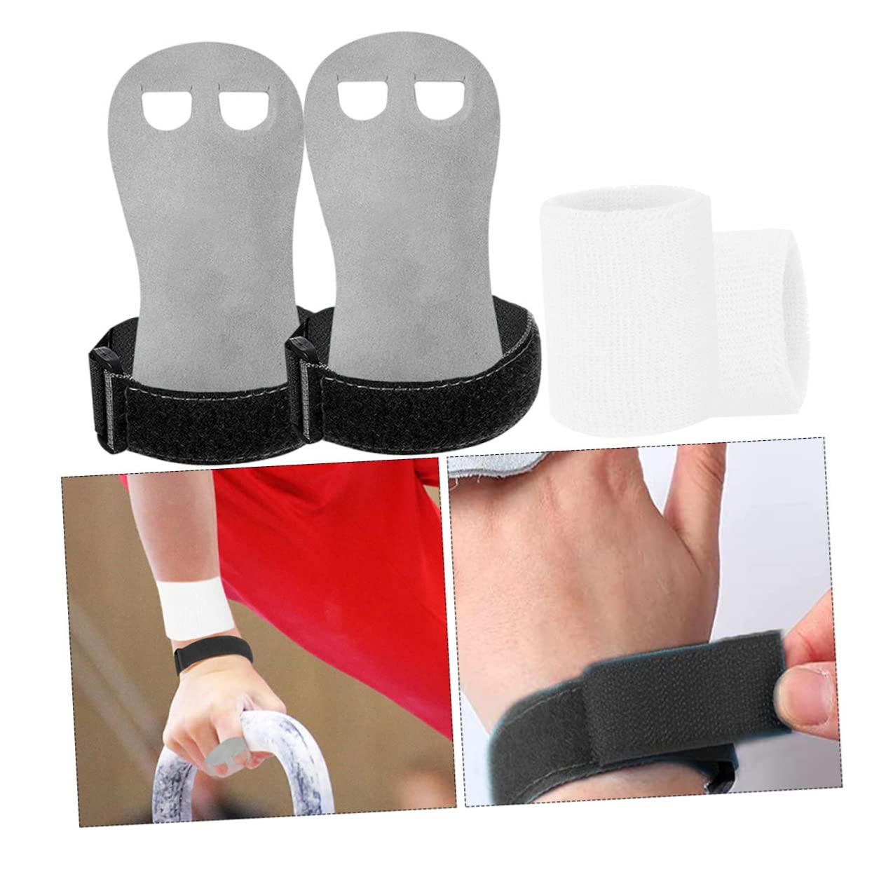 Happyyami Elastic Gymnastics Hand Grips for Boys and Girls Wrist Straps Weightlifting Gymnastics Grips Wristbands Set Palm Protect