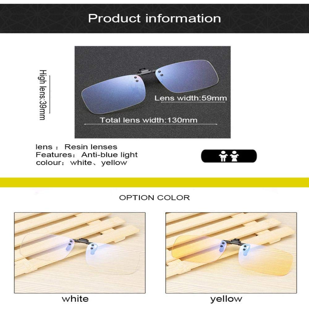 XINGYU Occhiali per Computer con Clip Blu Chiaro Ultraleggeri e fissi Occhiali da Gioco Flip On Rimless Easy Fit su montature da Vista Giallo