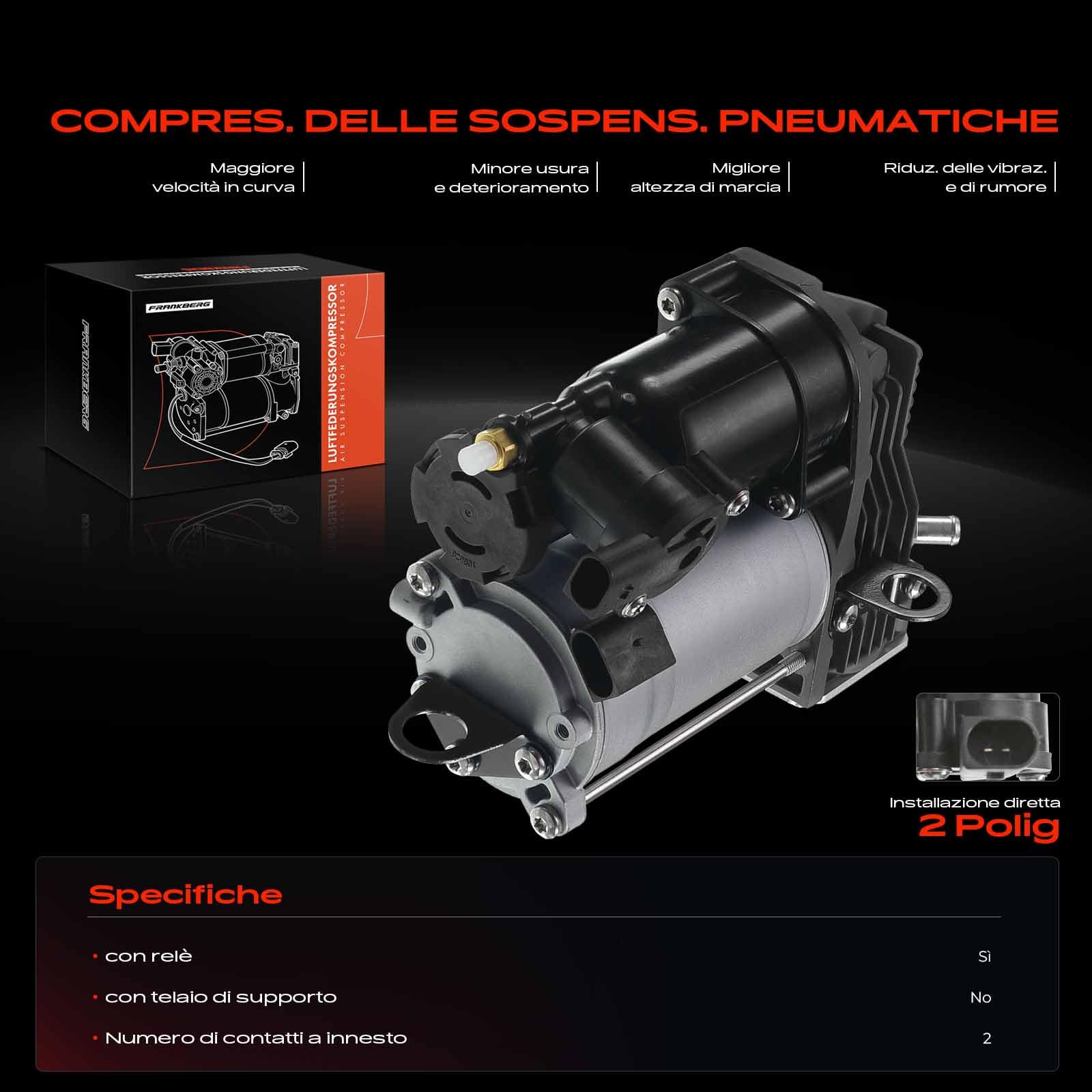 Frankberg Controllo livello compressore sospensioni pneumatiche | Compatibile con serie 5 Touring E61