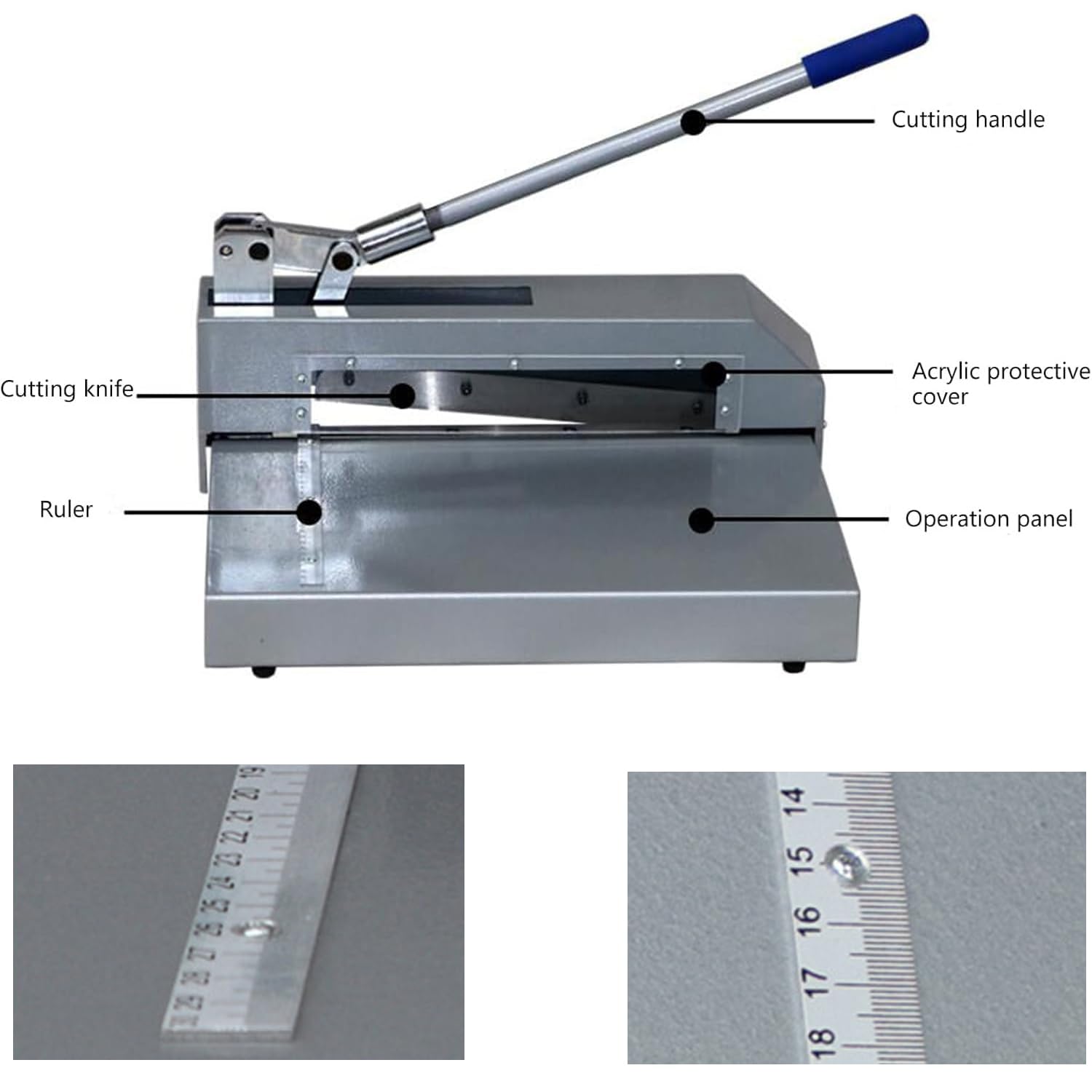 Manuelle Guillotine-Metallschere, 320 mm, Handplattenschere zum Schneiden von Leiterplatten, Aluminium, Eisen, Kupfer und Kunststoffplatten, Schnittstärke 2 mm