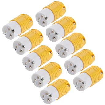 20 Amp 125 Volt Electrical Replacement Female Plugs 10PCS, NEMA 5-20R Extension Cord Female Connector Ends, 2 Pole, 3 Wire Grounding, Industrial Grade, Straight Blade, Heavy Duty, ETL Listed