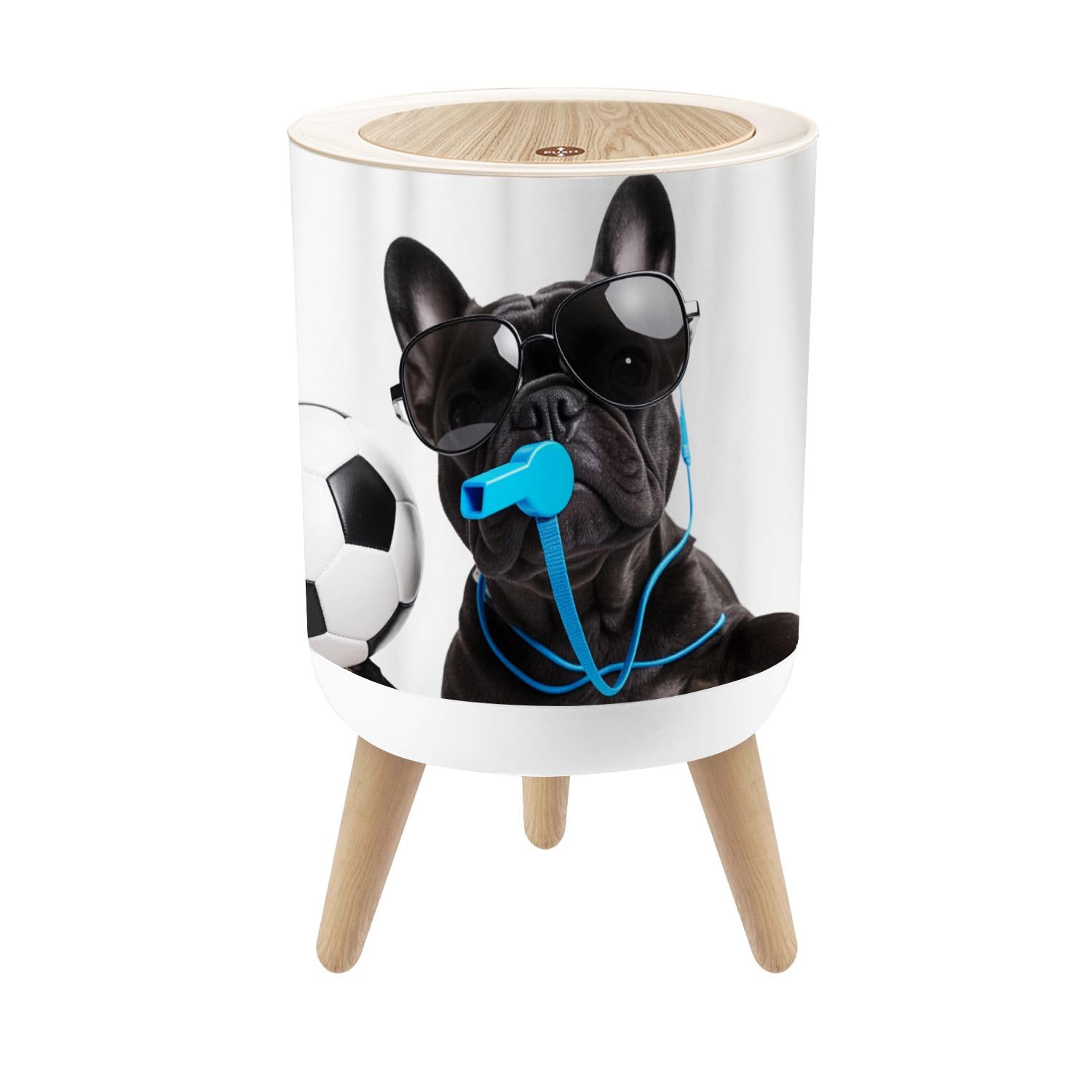 Small Trash Can with Lid Soccer Ball Waterproof Football Kids Boys Sports 1.8 Gallon Dog Proof Trash Can Round Garbage Can Waste Bin Wastebasket Gifts for Mom Bathroom Bedroom