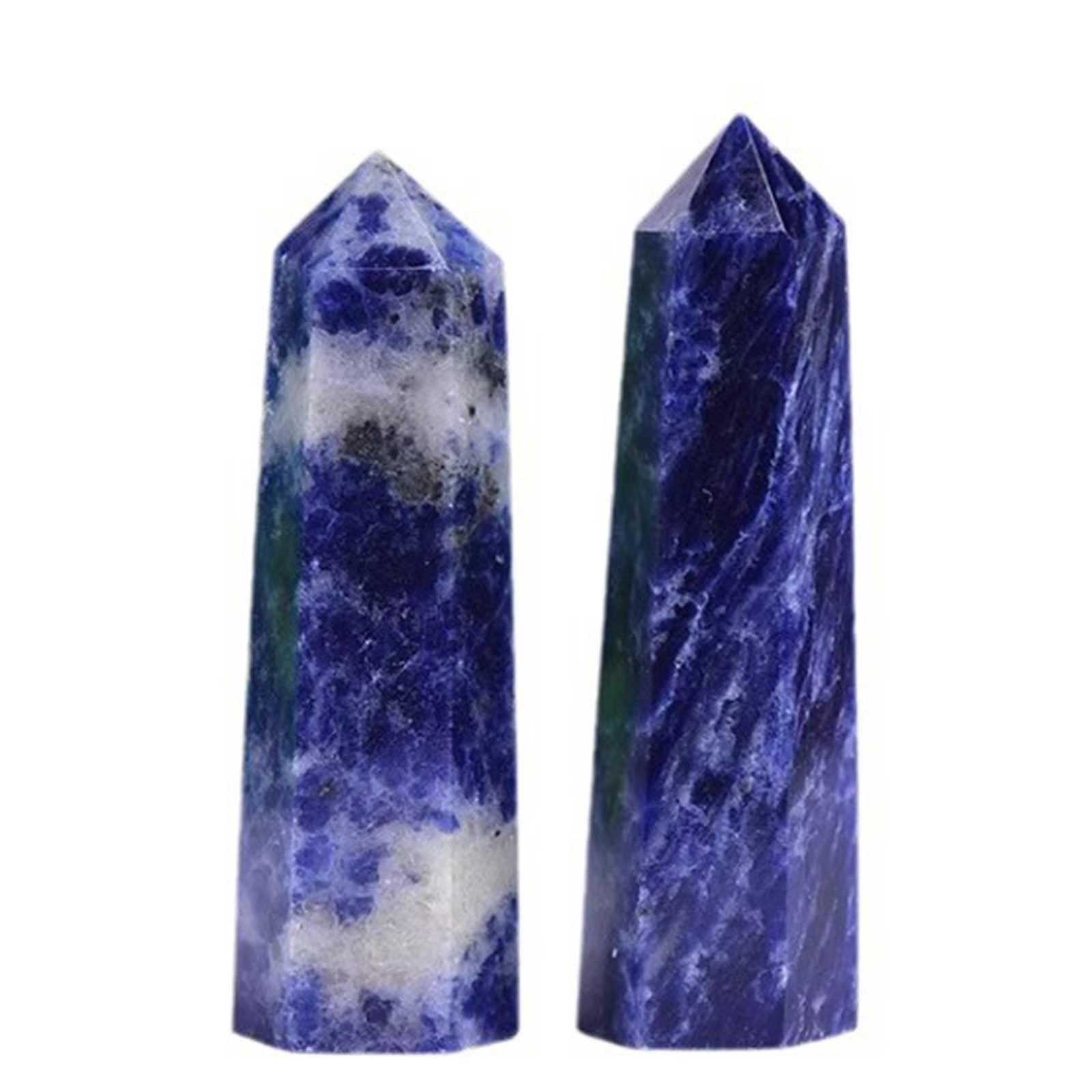 AGSHYWFT Natural Sodalite Healing Crystal Point Obelisk Wand