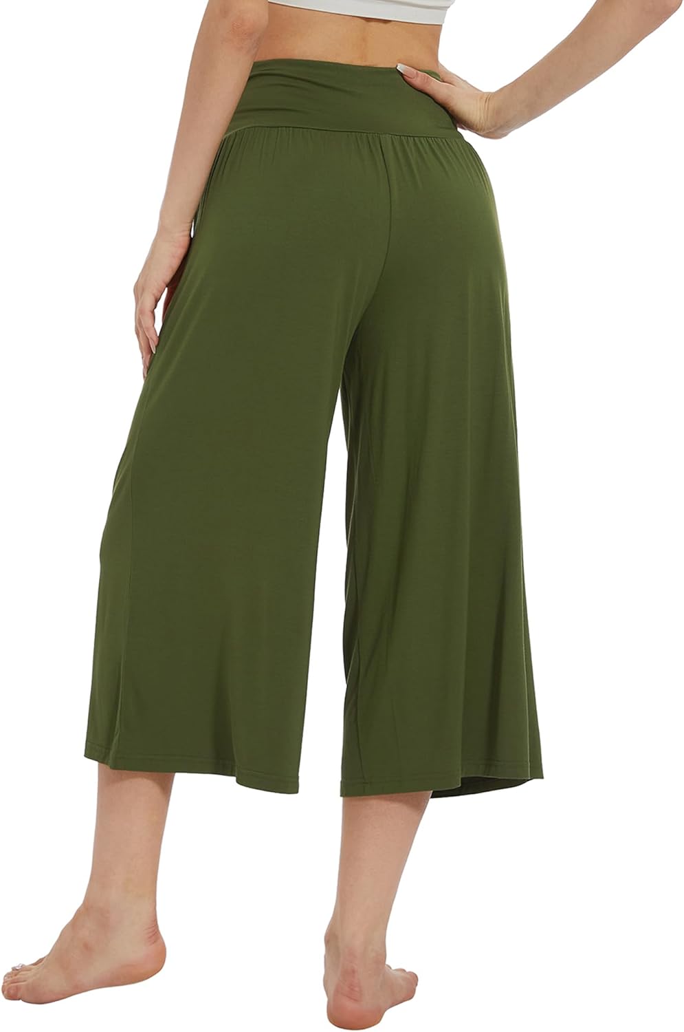 WiWi Women's Wide Leg Capri Pants Viscose from Bamboo Palazzo Lounge Bottoms with Pockets High Waist Pajama Bottom S-XXL - Image 4