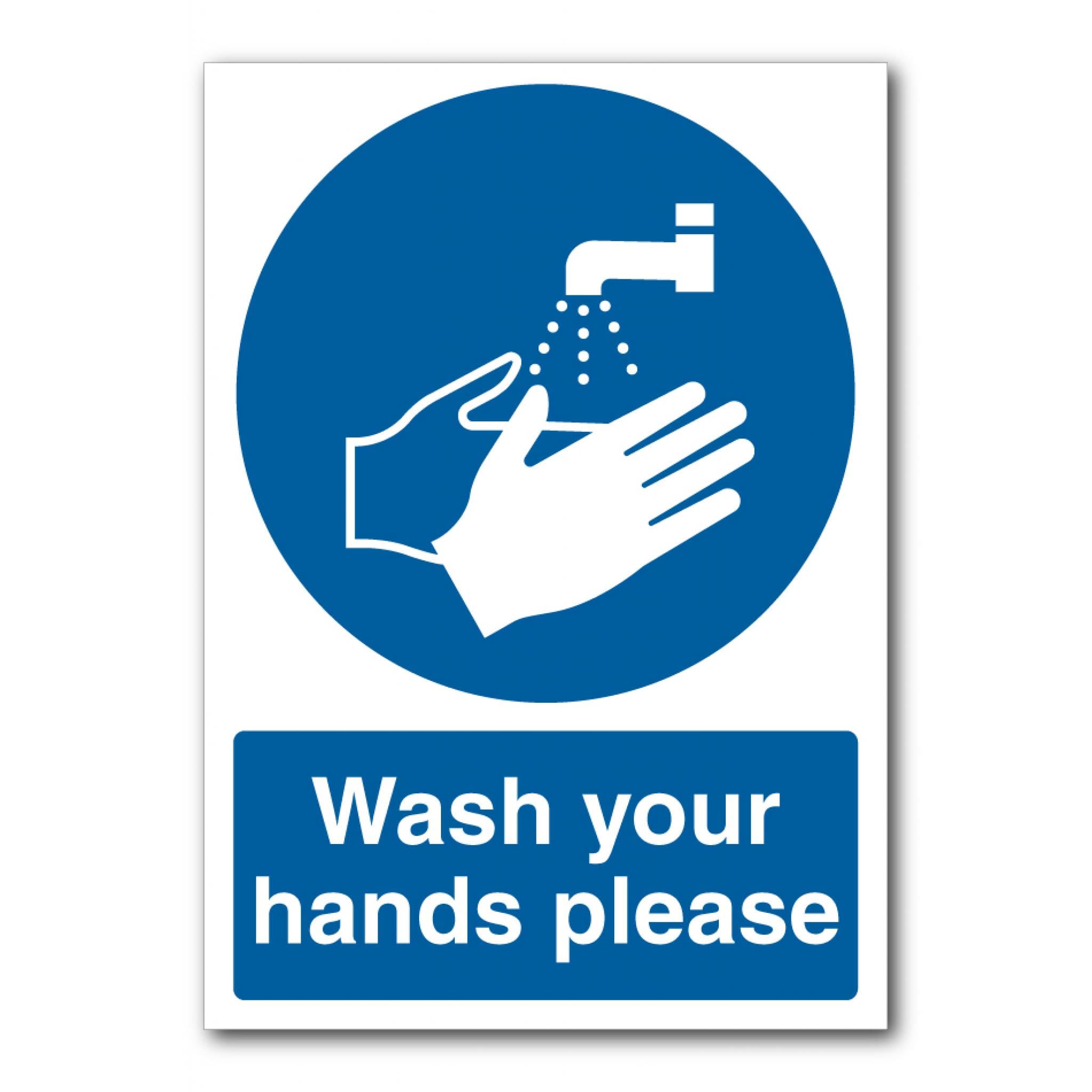 Wash Your Hands Please Sign, 12x8 Inch Metal Tin Sign, Hygiene Reminder for Restrooms, Kitchens and Workshops