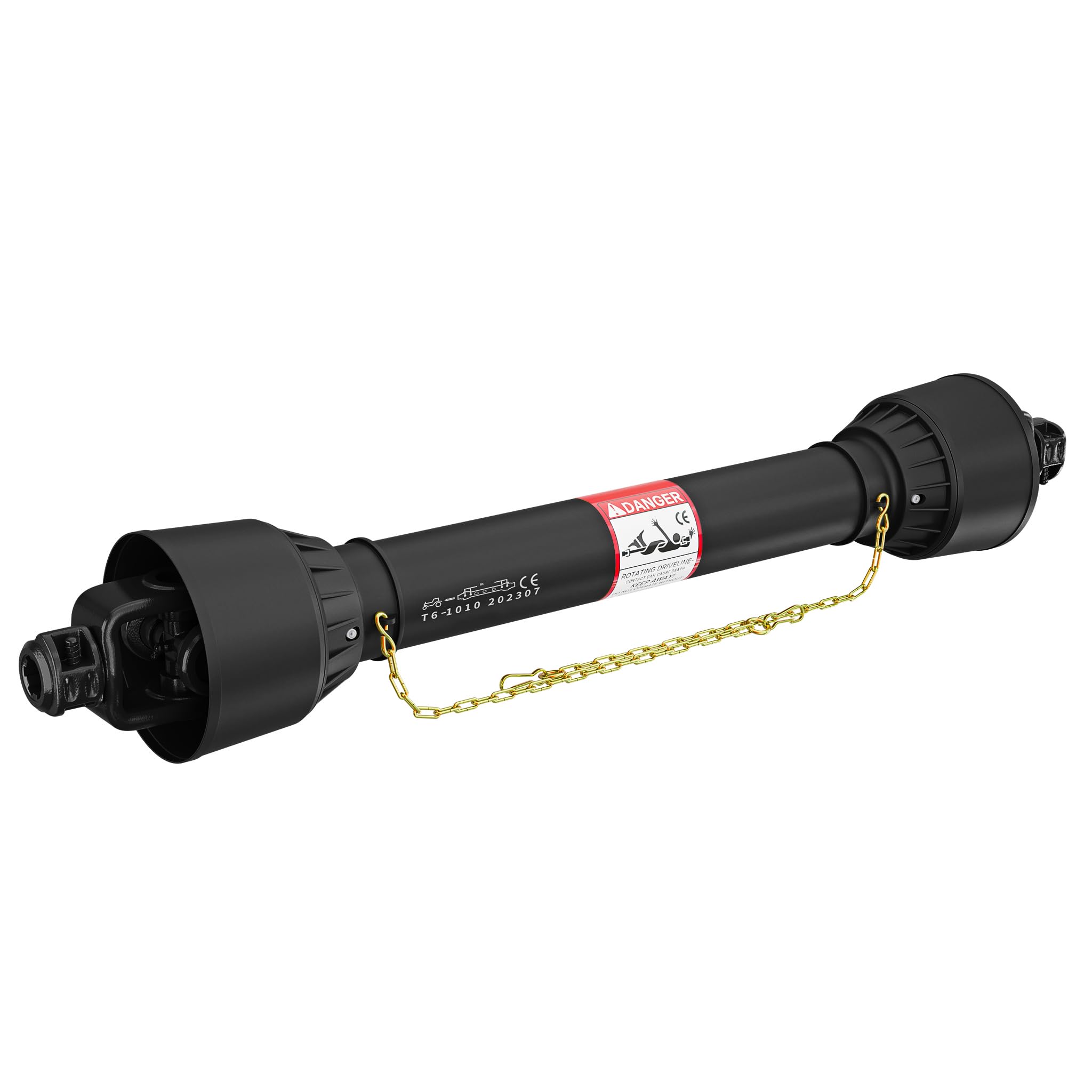 WilTec Arbre de Transmission T6 Cardan 1010-​1111mm 830Nm 540tr/​min, Prise Force, 74kW (100CV), 2x1 3/​8" 6D