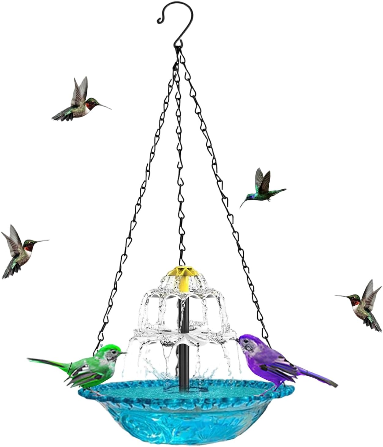 Solar Powered Bird Bath,Hangable Water Fountain Birdbath - Outside Bird Bath with Solar Pump,for Outdoor Garden Yard Backyard Patio