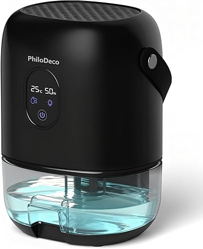 PHILODECO Deshumidificador de 280 pies cuadrados de 35 onzas, deshumidificadores pequeños portátiles para dormitorio, baño, sótano, RV con modo CO,