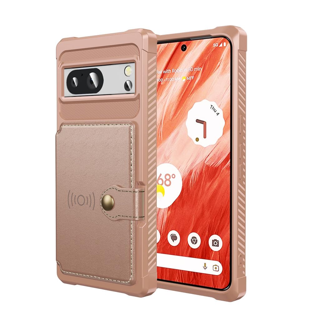 Generic Funda compatible con Google Pixel 11 Pro XL (color: oro rosa), funda de piel de silicona dura con tapa trasera