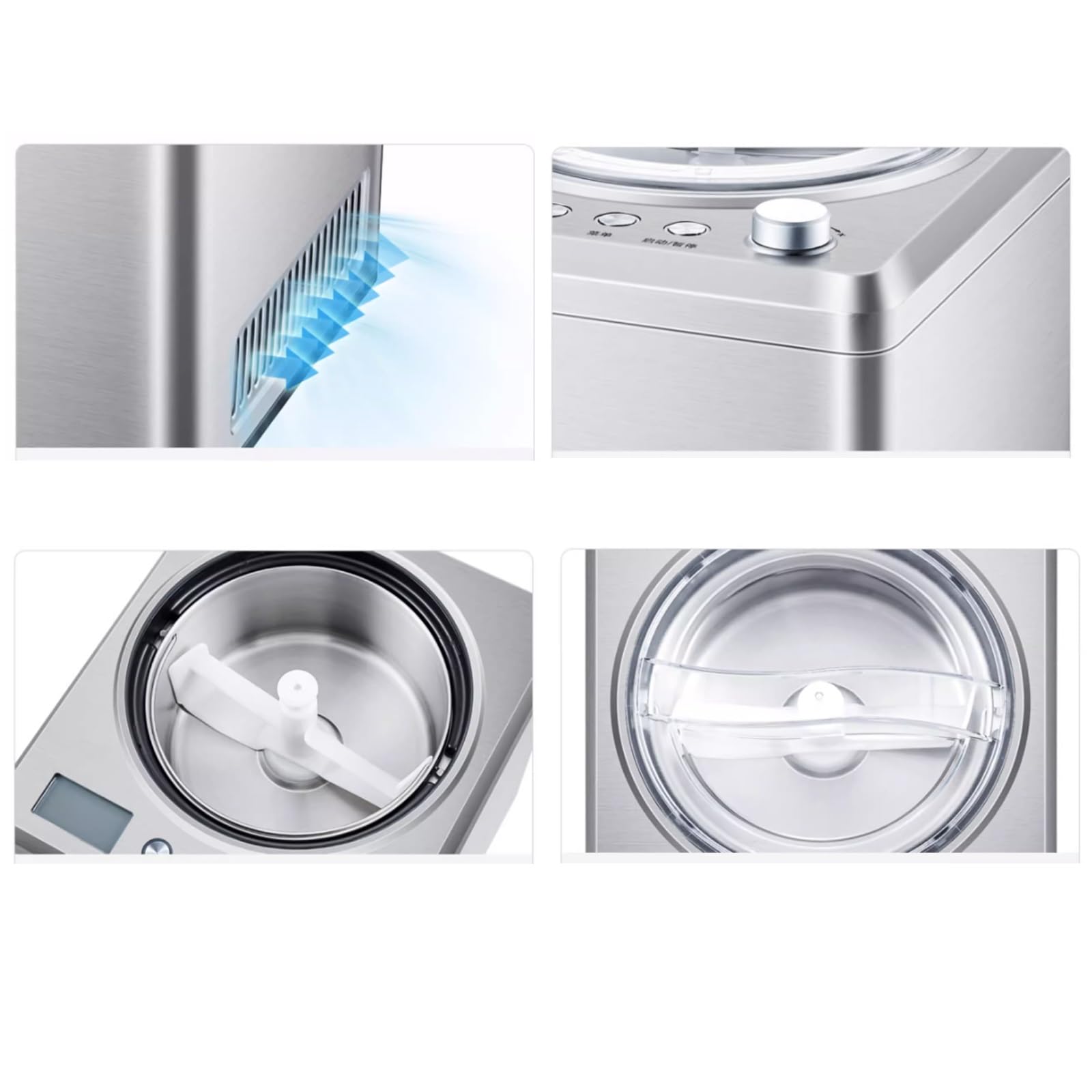 HEXEH Heladera Máquina de Helados de Acero de Gran Capacidad for el hogar, Completamente automática con refrigeración, máquina de Helados de Frutas for niños Maquina de Helados