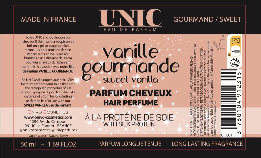 UNIC - Parfum Cheveux, Vanille Gourmande, 50 ml (Packung mit 2)