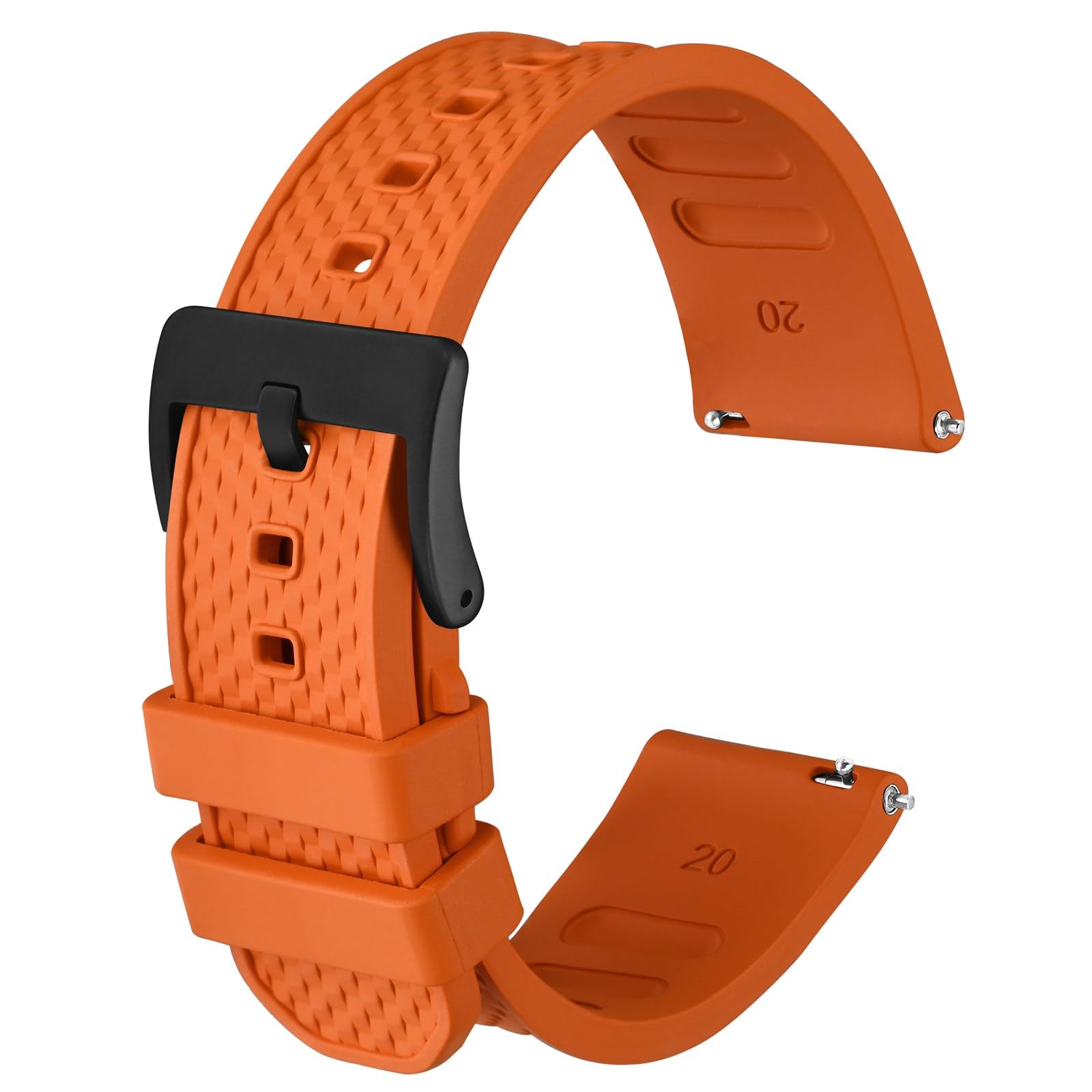 Anbeer Fluor Kautschuk Uhrenarmband, 20mm 22mm Schnellspanner, strukturiertes Rasterarmband mit matter Edelstahlschließe