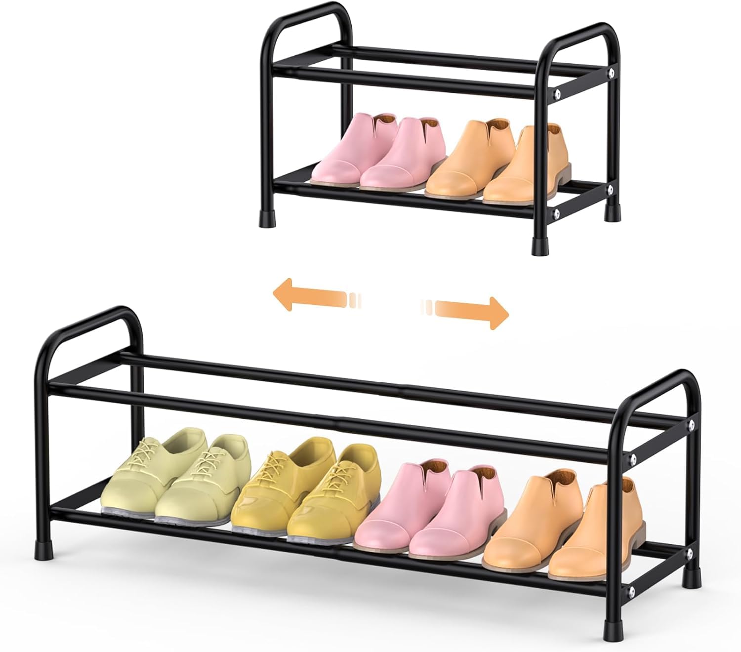 Amazon Brand - Solimo Expandable Metal Shoe Rack for Home, Adjustable Length Shoe Organizer Stand, Heavy Duty Shoe Shelf for Entryway, Closet & Bedroom, Space Saving Footwear Storage 61-115x24x38.5cm-image-15