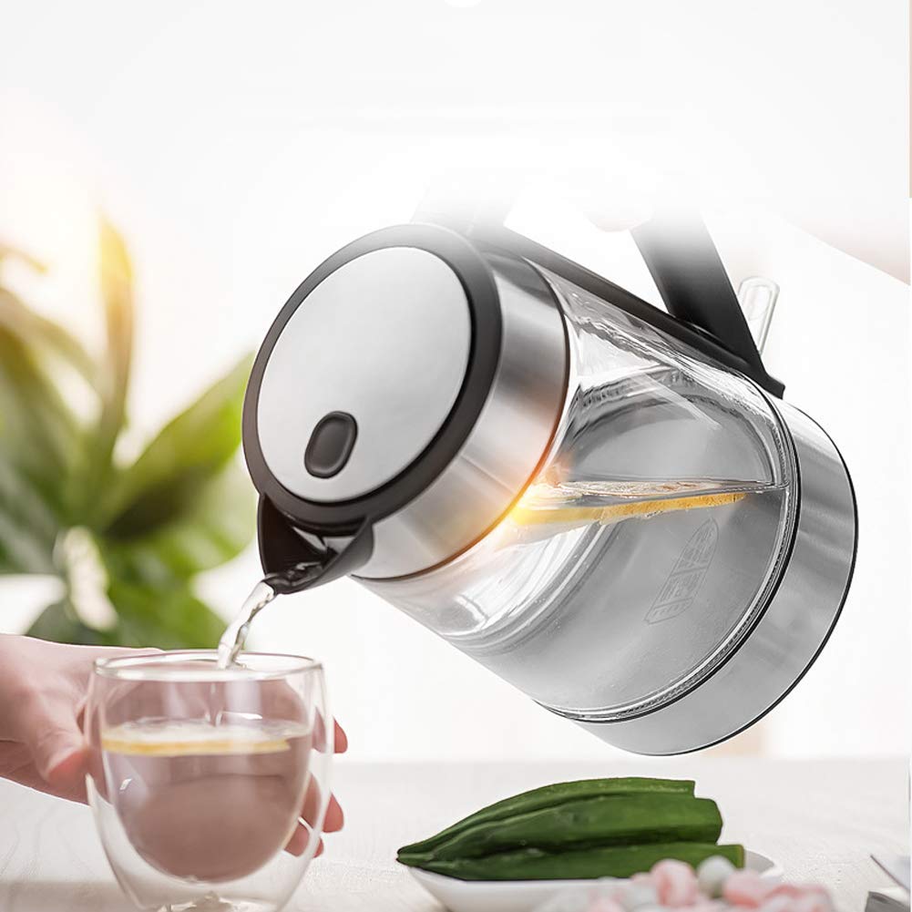 -Bollitore elettrico in vetro, bollitore ecologico da 1,7 litri con LED illuminato, bollitore senza fili senza Bpa con coperchio e fondo interni in acciaio inossidabile, spegnimento automatico e