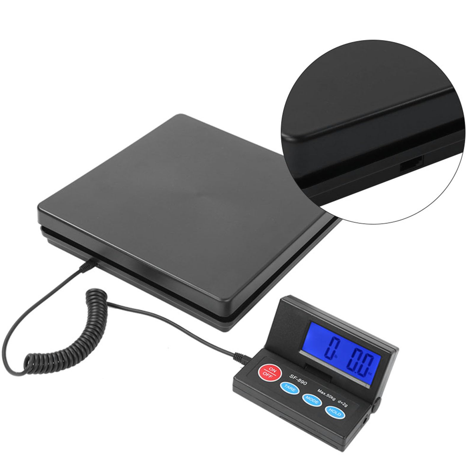 Báscula postal de 50kg 2g, báscula de envío portátil con adaptador de corriente