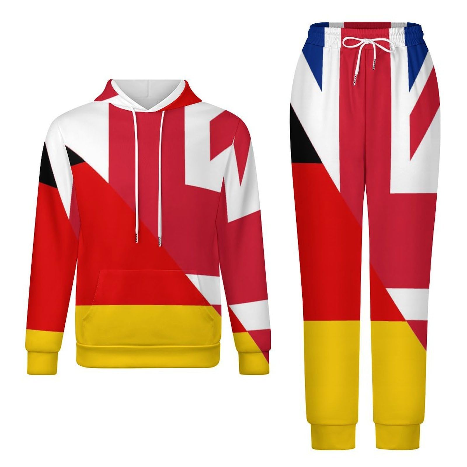 Birtish E Germania Bandiera Tute per gli Uomini Manica Lunga Felpa Con Cappuccio E Pantaloni Della Tuta Joggers Set Moda Tute