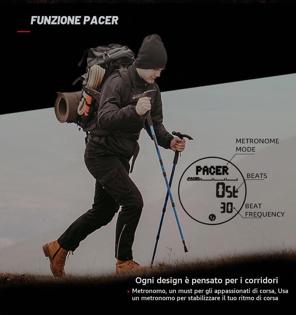 NORTH EDGE Orologio Militare da Uomo Orologio Sportivo in Fibra di Carbonio Impermeabile 50M, Display Dati, Cinturino in Nylon, Orologio da Trekking, Corsa e Avventura